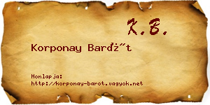 Korponay Barót névjegykártya